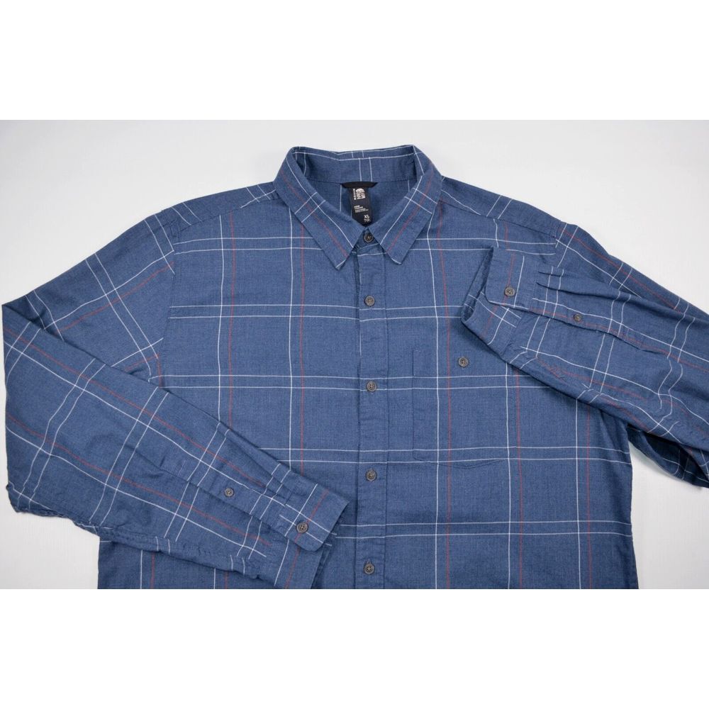 Mountain Hard Wear Shirt‎ Men's XL Blue Plaid Long Sleeve Hiking Work Untuck